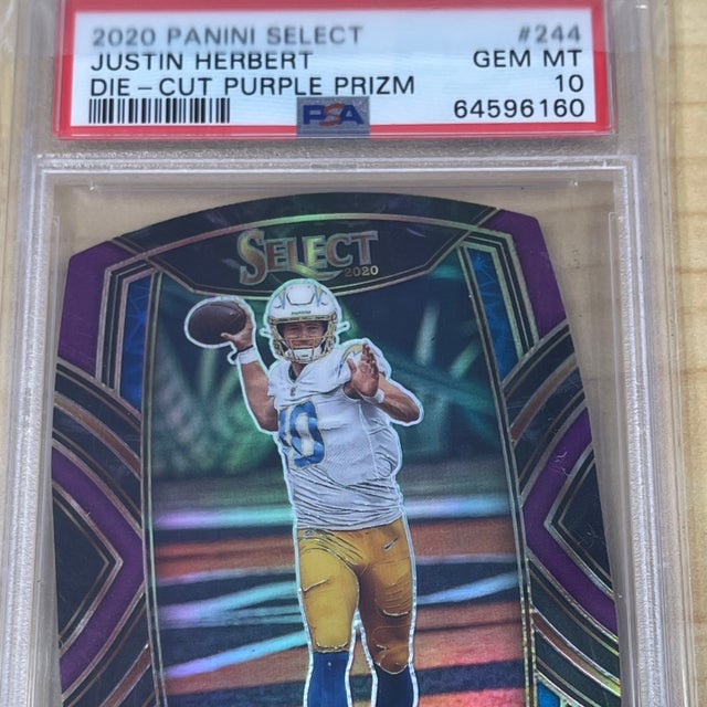 Psa 10 2020 panini select Justin Herbert die cut on sale purple rookie sp