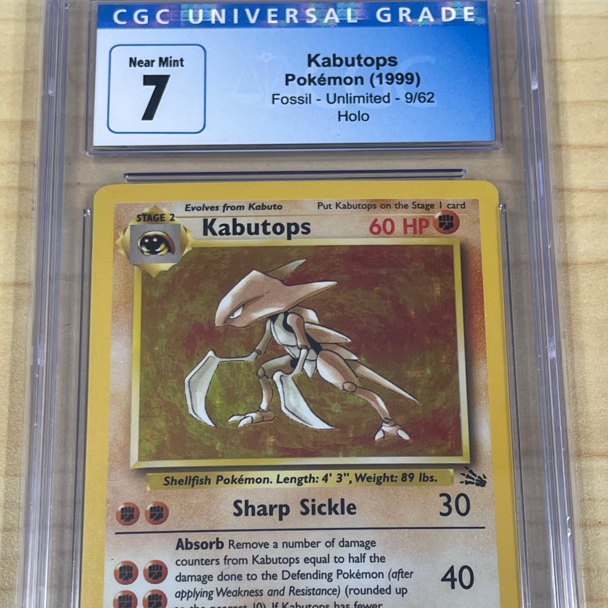 1999 Pokémon Fossil PSA shops 7 Kabutops Holo